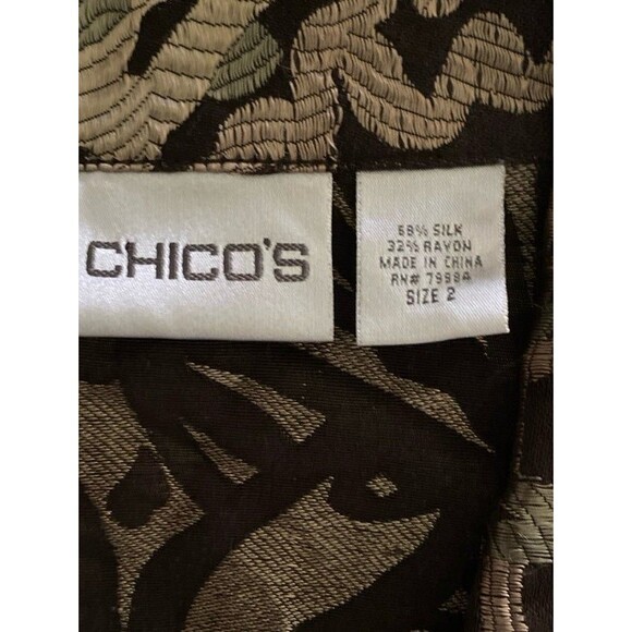 Chicos Gold Lame Silk Jacket Blouse Size 2 - Picture 4 of 6